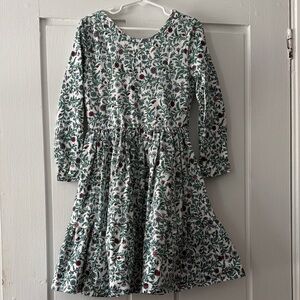 Floral Green and Red Kids Dress